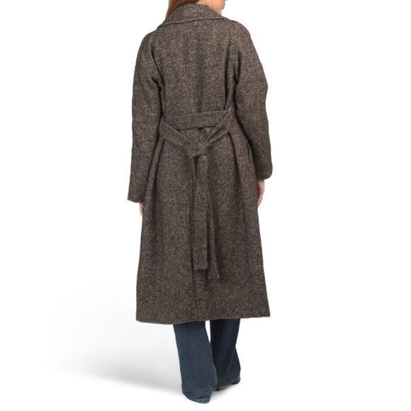 BERNARDO Brown Tweed Wrap Coat - Picture 2 of 2
